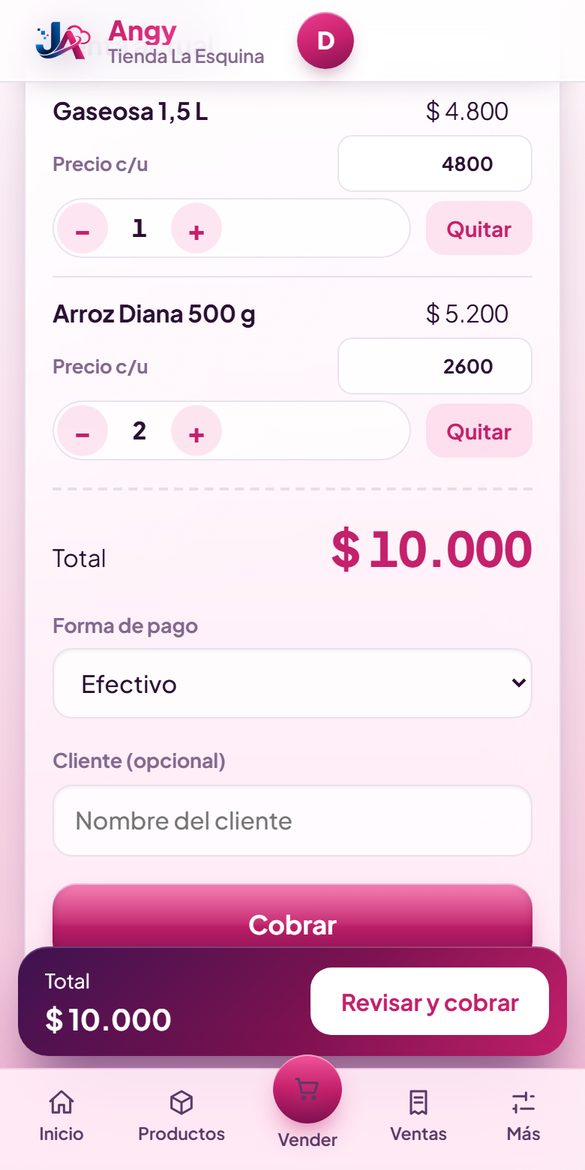 Vender: toque los productos y cobre