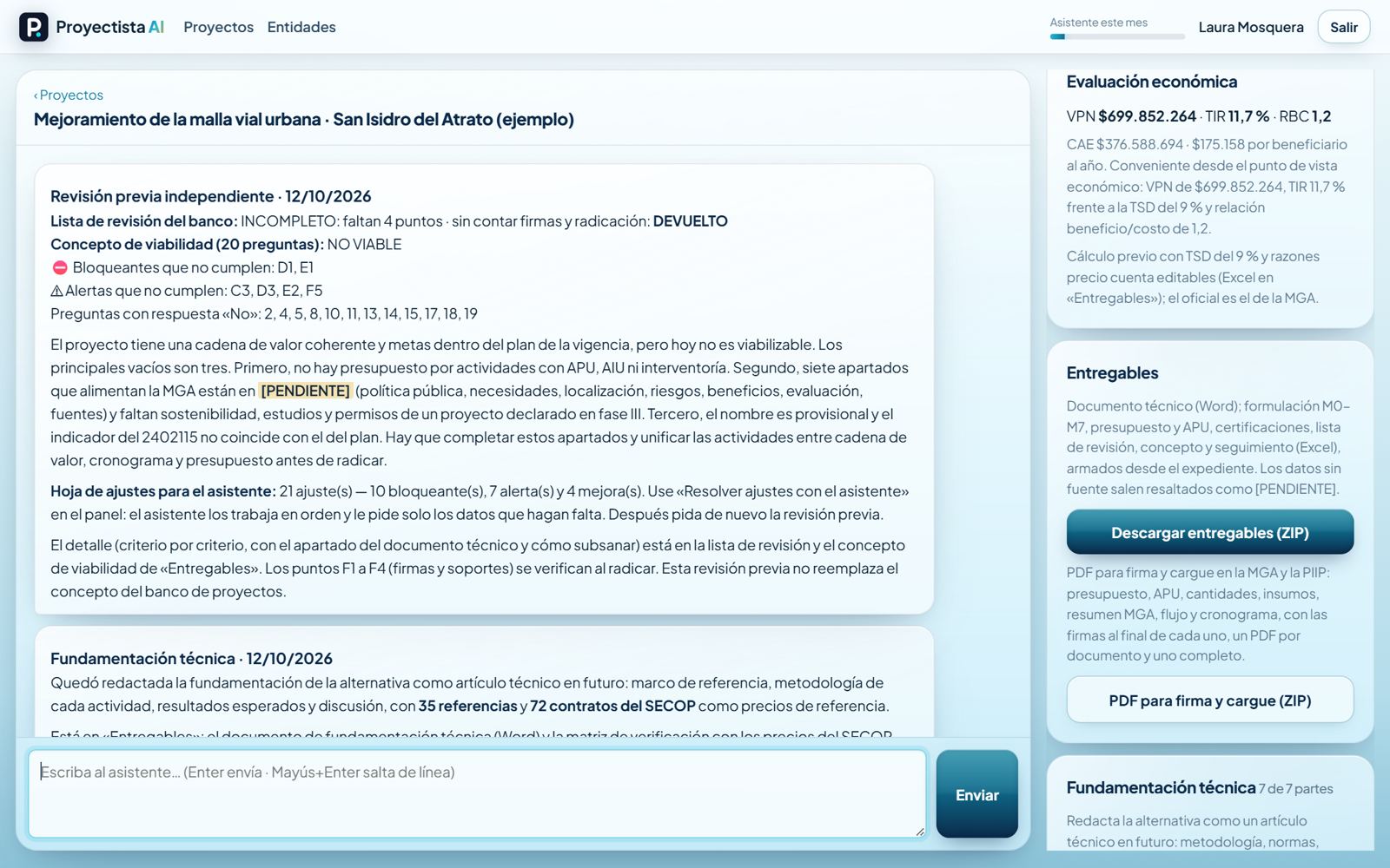 Evaluación económica con razones precio cuenta y tasa social de descuento: VPN, TIR, relación beneficio-costo y decisión.